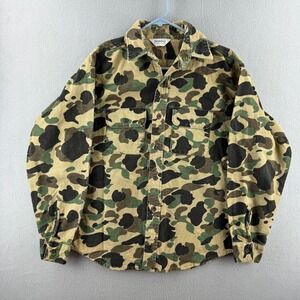 Vintage Five Brother Flannel Shirt Mens Large Duck Camo Chamois Flannel 80s USA